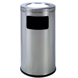 Thùng rác inox tròn có gạt tàn Ø38