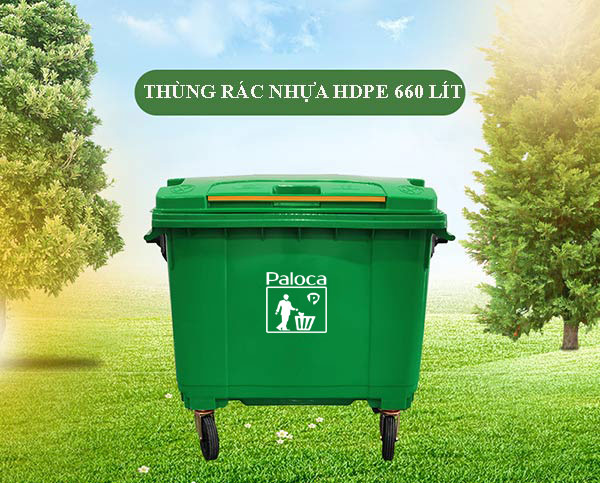 thùng rác 660L 4 bánh xe